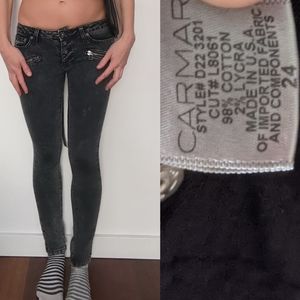 Nwot Carmar lowrise 90s punk zippered black jeans 24/25